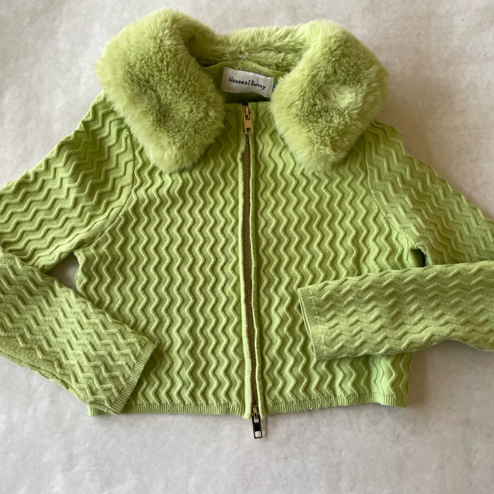 House of Sunny Green Textured Cardigan